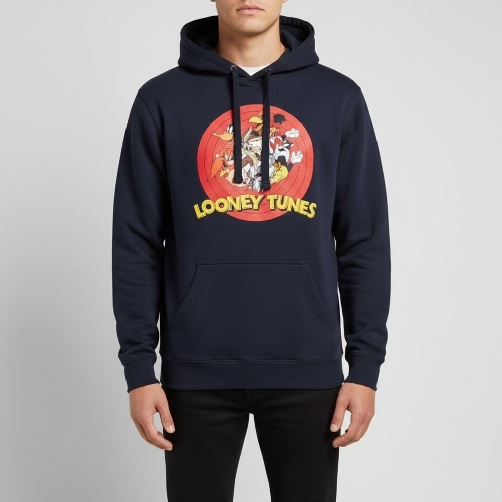 Warner Bros. Men's Navy Looney Tunes Sweater Graphic Pullover Sweater size Med.